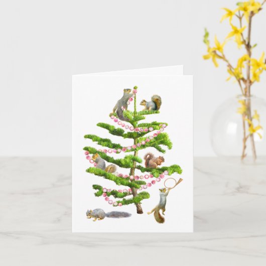 Eichhörnchen Peppermint Tree Weihnachtskarte Karte (Gelbe Blume)