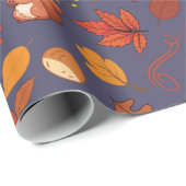 Eichhörnchen, Pilze Nahtlose Herbstumpfpapier Geschenkpapier (Rolleneckpunkt)