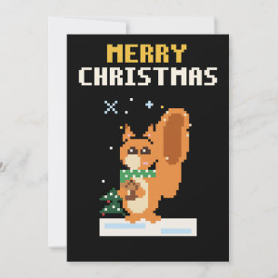 Eichhörnchen-Pixel-Art-Weihnachtskarte Feiertagskarte