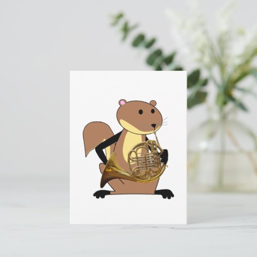 Eichhörnchen Playing Horn Postkarte (Stehend Vorderseite)