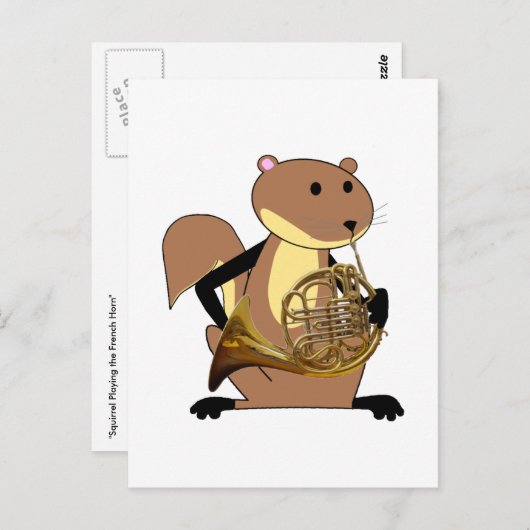Eichhörnchen Playing Horn Postkarte (Vorne/Hinten)
