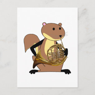 Eichhörnchen Playing Horn Postkarte