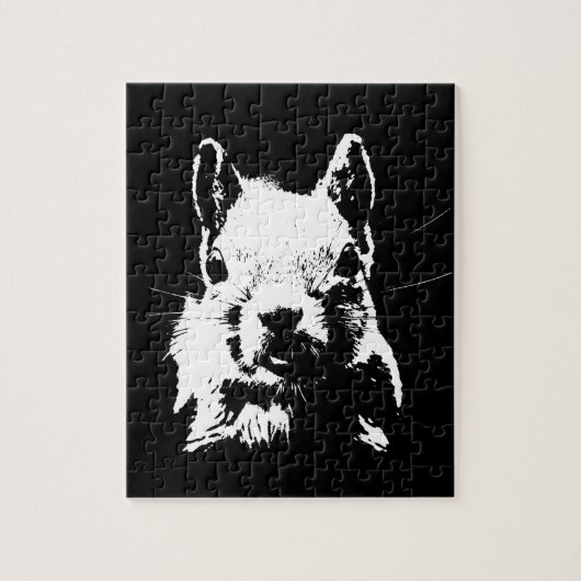 Eichhörnchen Pop Art Tiere Schwarz & Weiß Puzzle (Vertikal)