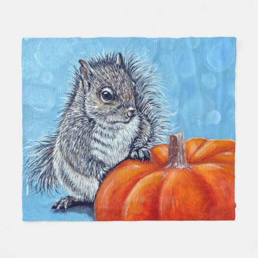 Eichhörnchen Pumpkin Painting Fleecedecke (Vorderseite (Horizontal))