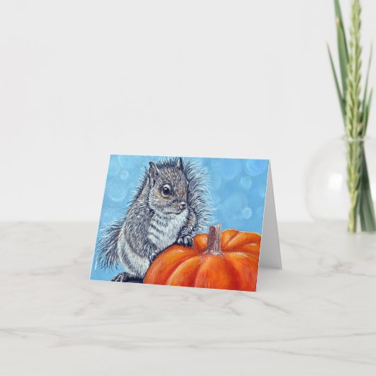 Eichhörnchen Pumpkin Painting Karte (Vorderseite)