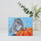 Eichhörnchen Pumpkin Painting Postkarte (Stehend Vorderseite)