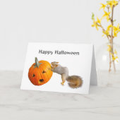 Eichhörnchen Pushing Jack-o-Lantern Halloween-Kart Karte (Gelbe Blume)