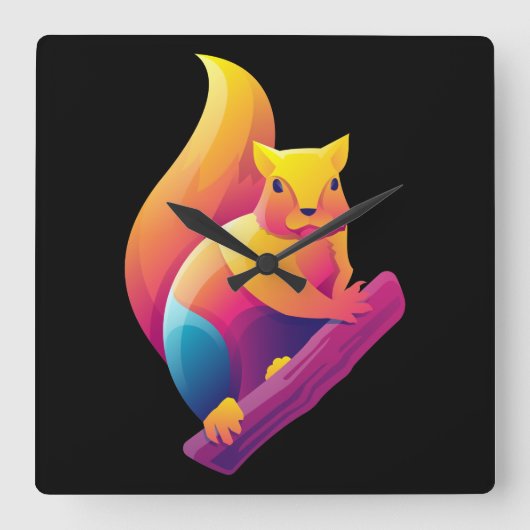 Eichhörnchen Quadratische Wanduhr (Vorderseite)