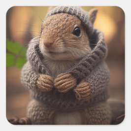 Eichhörnchen Quadratischer Aufkleber