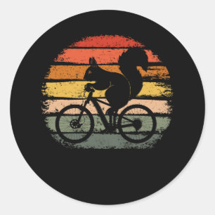 Eichhörnchen Reiten eines Vintagen Fahrrads Eichh Runder Aufkleber