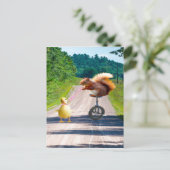 Eichhörnchen Reiten Einrad Walking Duck Postkarte (Stehend Vorderseite)