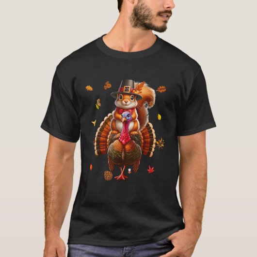 Eichhörnchen Reiten Türkei Erntedank Herbstlaub Ow T-Shirt (Vorderseite)