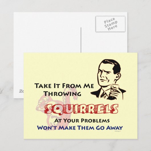 Eichhörnchen Retro Postkarte (Vorne/Hinten)