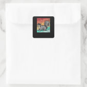 Eichhörnchen Retro Quadratischer Aufkleber (Tasche)