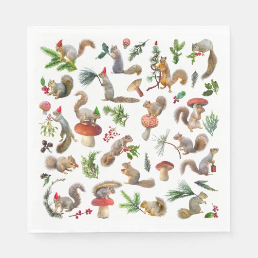 Eichhörnchen Rot und Grüne Napkins Serviette (Vorderseite)