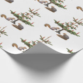 Eichhörnchen, Rote Kerzen, Baumwrapping Paper Geschenkpapier (Ecke)