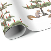 Eichhörnchen, Rote Kerzen, Baumwrapping Paper Geschenkpapier (Rolleneckpunkt)