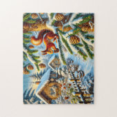 Eichhörnchen sammelt Pinienzapfen Puzzle (Vertikal)
