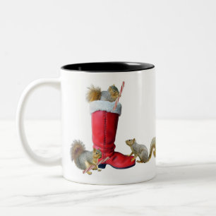 Eichhörnchen Sankt in der Stiefel-Tasse Zweifarbige Tasse