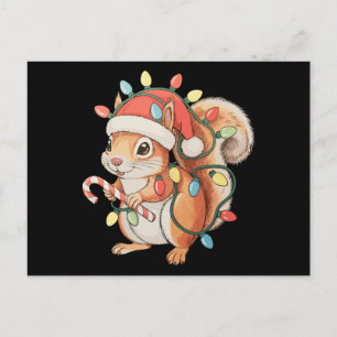 Eichhörnchen Santa Hut Weihnachtslichter Xmas Feri Feiertagspostkarte