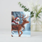 Eichhörnchen Santa und Rentier Postkarte (Stehend Vorderseite)