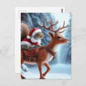 Eichhörnchen Santa und Rentier Postkarte (Vorne/Hinten)