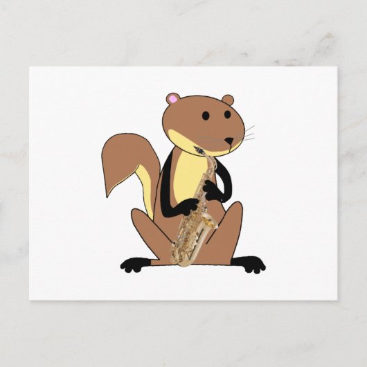 Eichhörnchen Saxophon spielen Postkarte (Vorderseite)