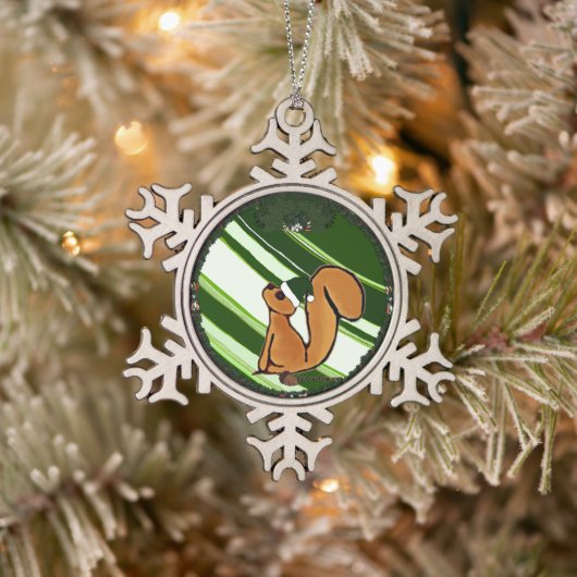 Eichhörnchen-Schneeflocke gerahmter Ornament (Baum)