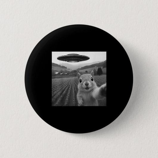 Eichhörnchen Selfie mit Alien Ufo Funny für Männer Button (Vorderseite)