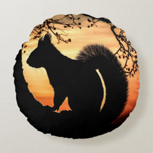 Eichhörnchen-Silhouette Rundes Kissen