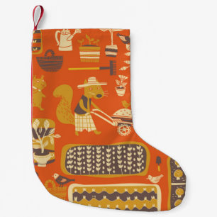 Eichhörnchen sind in einem Garten, Vintag von der  Kleiner Weihnachtsstrumpf