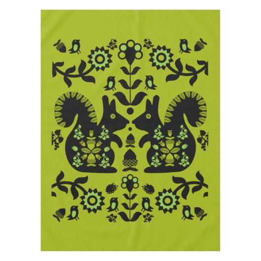 Eichhörnchen Skandinavische Folklorekunsttablette Tischdecke (Vorderseite)