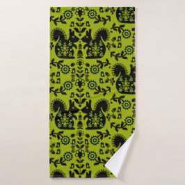 Eichhörnchen Skandinavische Volkskunst Badehandtuch