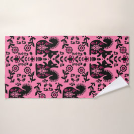 Eichhörnchen Skandinavische Volkskunst Badehandtuch