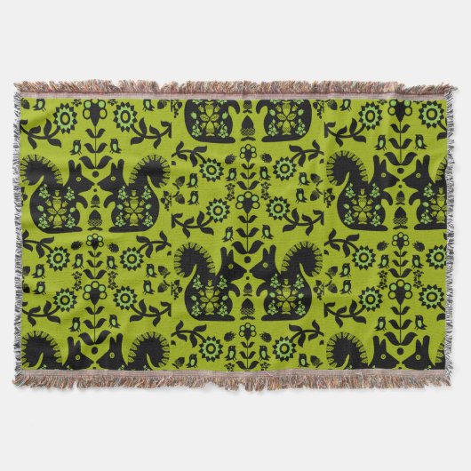 Eichhörnchen Skandinavische Volkskunst Decke (Vorderseite)