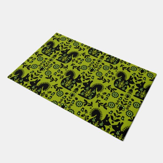 Eichhörnchen Skandinavische Volkskunst Fußmatte (Schrägansicht)