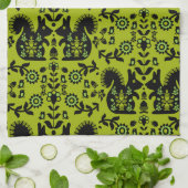 Eichhörnchen Skandinavische Volkskunst Geschirrtuch (Gefaltet)