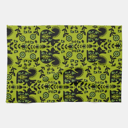 Eichhörnchen Skandinavische Volkskunst Geschirrtuch (Horizontal)