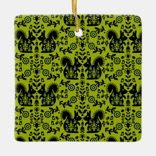 Eichhörnchen Skandinavische Volkskunst Keramikornament (Vorderseite)