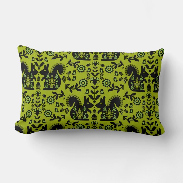 Eichhörnchen Skandinavische Volkskunst Lendenkissen (Vorderseite)