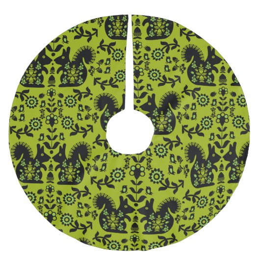 Eichhörnchen Skandinavische Volkskunst Polyester Weihnachtsbaumdecke (Vorderseite)