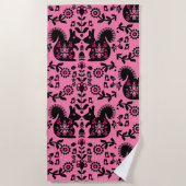 Eichhörnchen Skandinavische Volkskunst Strandtuch (Vorderseite)