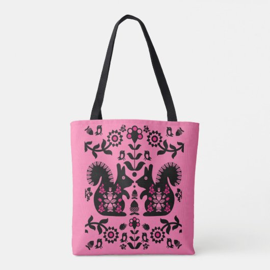 Eichhörnchen Skandinavische Volkskunst Tasche (Rückseite)