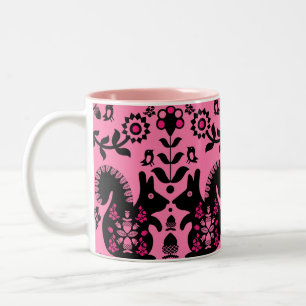 Eichhörnchen Skandinavische Volkskunst Zweifarbige Tasse