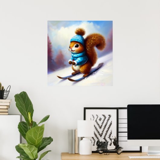 Eichhörnchen Skiing Poster (Heimbüro)