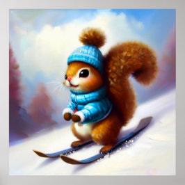 Eichhörnchen Skiing Poster