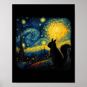 Eichhörnchen Starry Night Van Gogh Kunst für Männe Poster