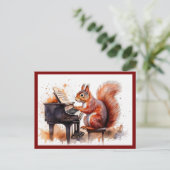 Eichhörnchen-Süße Tier am Klavier Postkarte (Stehend Vorderseite)