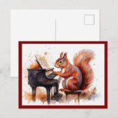 Eichhörnchen-Süße Tier am Klavier Postkarte (Vorne/Hinten)