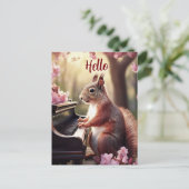 Eichhörnchen Süße Tier Klavier Hallo Postkarte (Stehend Vorderseite)
